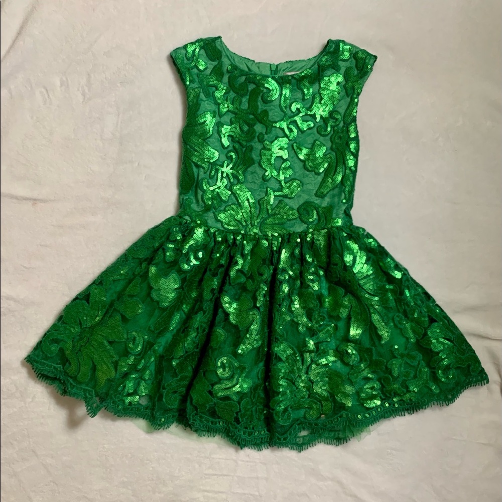 Chasing Fireflies Halabaloo Little Kid Sequin Green Dress
